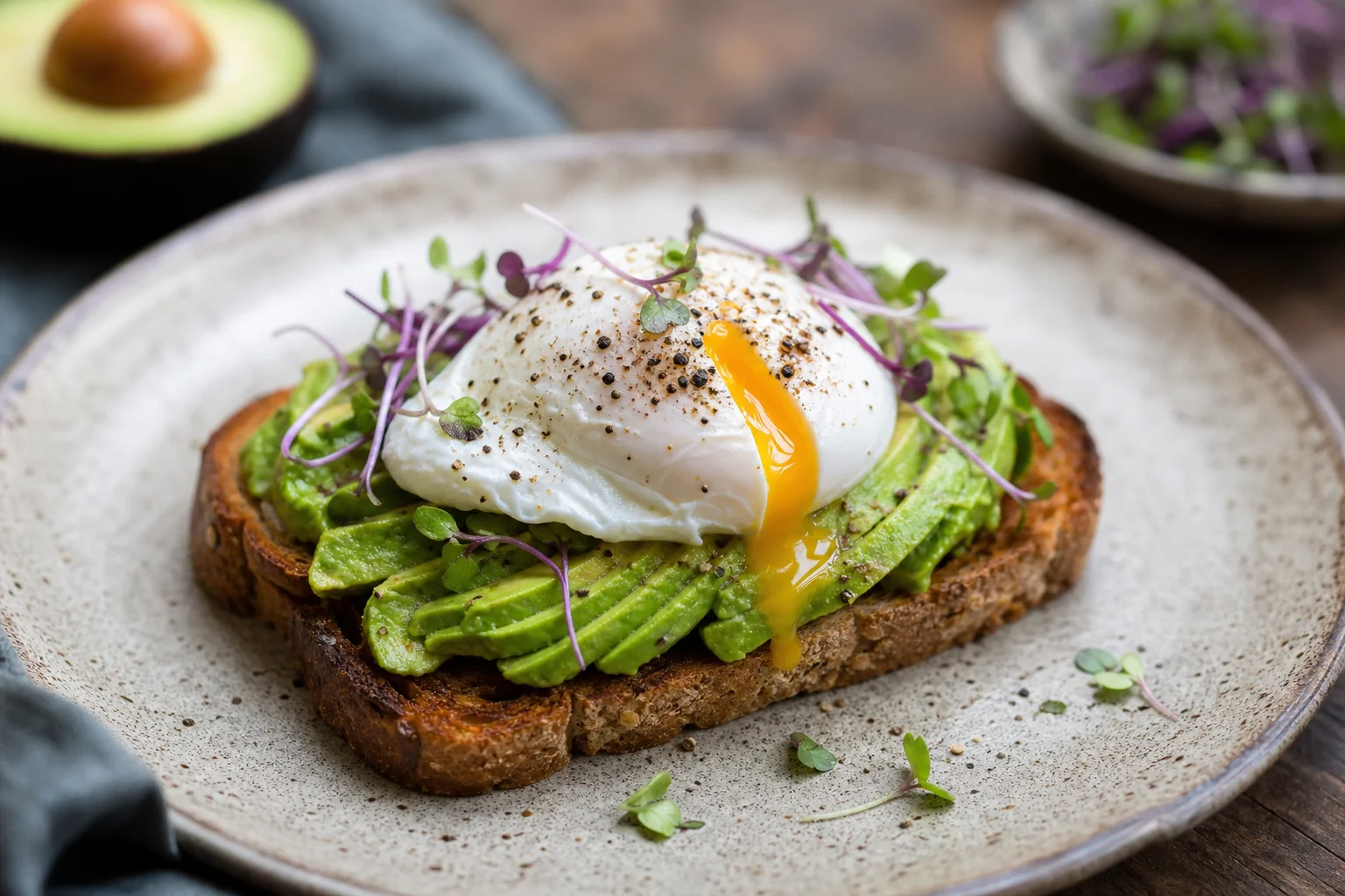 Avocado toast with poached egg