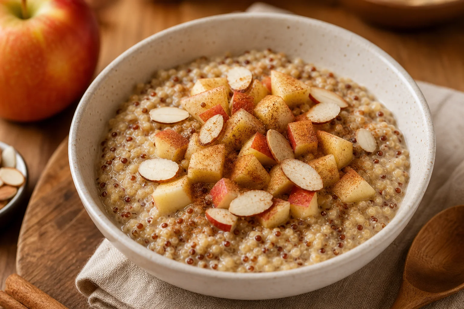 Quinoa porridge with apple and cinnamon