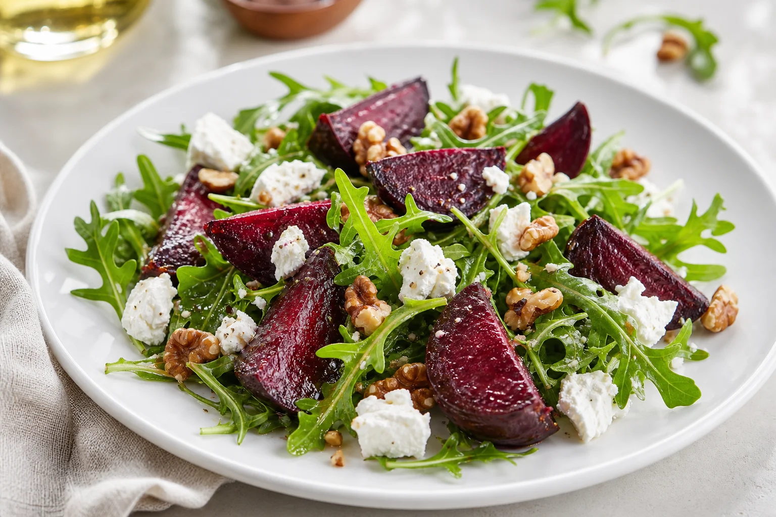 Salad with roasted beetroot and goat cheese