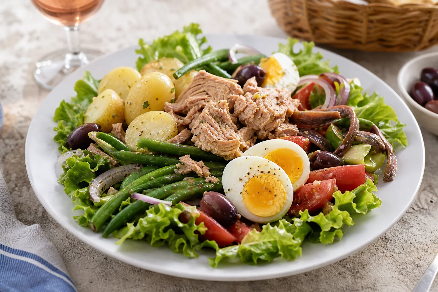 Niçoise salad with tuna and olives